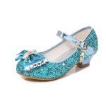 Chaussures de princesse fille - femme talons hauts paillettes n?uds papillons - bleu Chaussures de princesse fille - femme talons hauts paillettes n?uds papillons - bleu