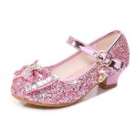 Chaussures de princesse fille - femme talons hauts paillettes n?uds papillons - rose