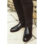 Chaussure richelieu homme - cuir noir - forme lance - doublure en cuir de vachette