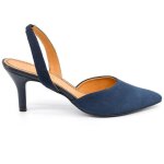Chaussures  talon escarpins femme en cuir velours bleu