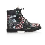 Chaussures - timberland - 6 inch heritage - noir - rose - femme - cuir - plat