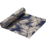 Chemin de table - marque - bleu et blanc - flocage végétation fougères doré - 28 cm x 5 m Chemin de table - marque - bleu et blanc - flocage végétation fougères doré - 28 cm x 5 m