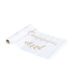 Chemin de table - communion - organza - blanc - paillettes dor�es - 28 cm x 5 m�tres