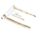 Chemin de table jetable birthday 28cmx5m blanc & or