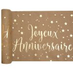 Chemin de table joyeux anniversaire kraft naturel et dor or mtallique (x1) ref / 5668
