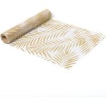 Chemin de table - artifetes - organza - palmiers dorés - 28cm x 5m Chemin de table - artifetes - organza - palmiers dorés - 28cm x 5m