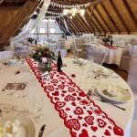 Chemin de table - salutuya - coeur rouge en dentelle - 717 x 13 pouces - intrieur - classique