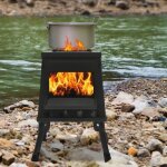 Cheminee dallumage barbecue - oukaning - po�le � bois tente pliante - avec torche gants sacs