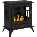 Chemin�e bio�thanol sur pied homcom acier 45x28x54cm noir