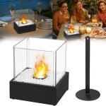 Chemine thanol de table liliin - noir - double face - combustion propre sans fume ni odeur