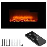 Chemine murale lectrique noire monzana - effet flamme illusion - 1800 w - tlcommande - minuterie