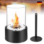 Cheminée de table bioéthanol liliin - portable avec pierres décoratives - noir Cheminée de table bioéthanol liliin - portable avec pierres décoratives - noir
