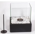 Chemine de table - naizy - noir - bio thanol - acier inoxydable et verre tremp