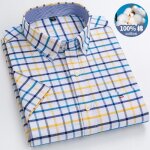 Chemise 100% coton chemise à manches courtes oxford respirante pour homme chemise oversize rayée à carreaux ... Chemise 100% coton chemise à manches courtes oxford respirante pour homme chemise oversize rayée à carreaux ...