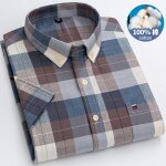 Chemise 100% coton chemise  manches courtes oxford respirante pour homme chemise oversize raye  carreaux ...