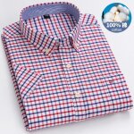 Chemise 100% coton chemise  manches courtes oxford respirante pour homme chemise oversize raye  carreaux ...