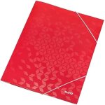 Chemise a4  3 rabats - leitz - rouge - accueille jusqu 250 feuilles - fermeture lastique - co - responsabl ...