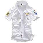 Chemise ajust�e - funmoon - aviateur imprim�e - manches courtes - confort stretch - col en pointe