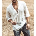 Chemise baggy dété pour homme blouse à manches courtes en coton et lin blanc Chemise baggy dété pour homme blouse à manches courtes en coton et lin blanc