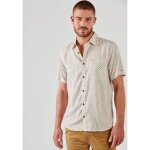 Chemise blanche imprim�e homme - kaporal - rava - manches courtes - col chemise - regular