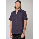 Chemise bleue imprim�e homme kalon - kaporal - coupe slim - manches courtes - col chemise