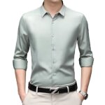 Chemise business homme slim fit manches longues couleur unie chemise stretch elegant sans repassage - ...