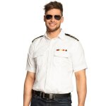 Chemise capitaine blanche homme - xxl (58 / 60) - manches courtes - paulettes noires et or - poches ...