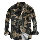 Chemise cargo homme 100%coton jaune camouflage rayure manches longues rtro simple casual boutons