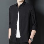 Chemise cargo homme insfity - noir - manches longues - poche poitrine - 100% coton