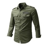Chemise cargo homme pur coton insfity - col rabattu - vert militaire - manches longues Chemise cargo homme pur coton insfity - col rabattu - vert militaire - manches longues