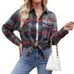 Chemise carreaux femme À manches longues regular fit casual chemise avec poches pour automne hiver - ... Chemise carreaux femme À manches longues regular fit casual chemise avec poches pour automne hiver - ...