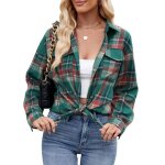 Chemise carreaux femme À manches longues regular fit casual chemise avec poches pour automne hiver - ... Chemise carreaux femme À manches longues regular fit casual chemise avec poches pour automne hiver - ...