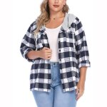 Chemise  carreaux funmoon pour femme avec capuche et revers de rue tendance