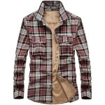 Chemise carreaux hiver homme doublée polaire manches longues chemise chaude en coton avec poches - rouge ... Chemise carreaux hiver homme doublée polaire manches longues chemise chaude en coton avec poches - rouge ...