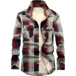 Chemise carreaux hiver homme polaire manches longues chaud en coton avec poches - rouge Chemise carreaux hiver homme polaire manches longues chaud en coton avec poches - rouge
