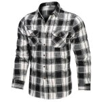 Chemise carreaux homme en coton manches longues chemise avec poches tissu confortable - noir Chemise carreaux homme en coton manches longues chemise avec poches tissu confortable - noir