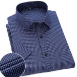 Chemise carreaux homme ete manches courtes insfity - bleu - col chemise - style business Chemise carreaux homme ete manches courtes insfity - bleu - col chemise - style business