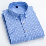 Chemise carreaux homme manches courtes coton lin chemise elegant respirante avec poche tissu confortable ...