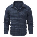 Chemise carreaux homme manches longues en flanelle insfity - bleu - casual l�ger