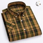 Chemise carreaux homme slim fit manches courtes - insfity - jaune Chemise carreaux homme slim fit manches courtes - insfity - jaune