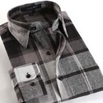 Chemise � carreaux - marque - slim fit - manches longues - couleur grise - coton 65%