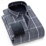 Chemise chaude homme hiver  carreaux manches longues chemise epaisse double polaire avec poche - gris ...