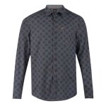 Chemise coton � pois - kaporal - coupe droite - col classique - homme - manches longues