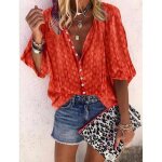 Chemise dcontracte - funmoon - grande taille - col v - manches longues - orange