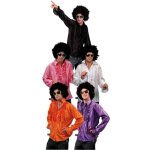 Chemise disco adulte - party pro - rose - tissu brillant - manches longues - dguisement annes 70
