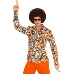 Chemise disco - atosa - the 70s groovy style - homme - orange - motifs bubbles colores - col pelle