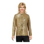 Chemise disco - partilandia - golden disco bling - jaune - manches longues - regular