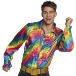 Chemise disco rainbow homme - boland - taille xl - satin - froufrous - soire disco
