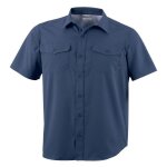 Chemise droite - columbia - bleu - manches courtes - 100% polyester - col italien