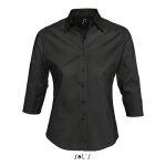 Chemise femme - sols - noir - manches 3 / 4 - coupe cintre - coton lasthanne